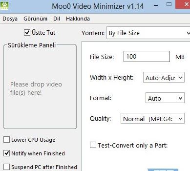1Video Boyutunu Küçülten Program Moo0 Video (Size) Minimizer