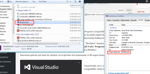 Visual Studio Install Fails: Program Compatibility Mode is on Error Solution Çözümü